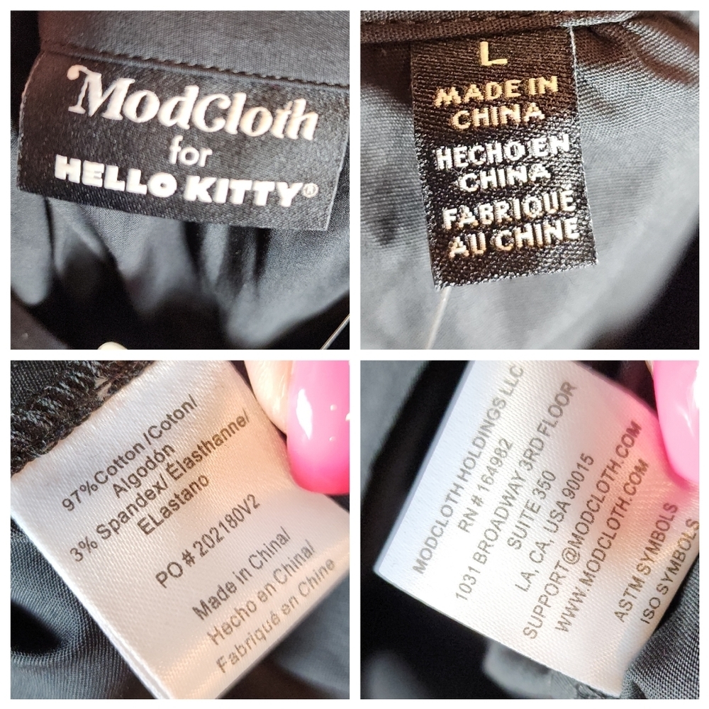 NWT ModCloth x Hello Kitty Let's Go Rainbow A-Line Black Skirt Cotton Large - Picture 5 of 16